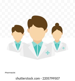 Vector Illustration Of Pharmacist Team Avatar In Color On A Transparent Background (PNG). EPS Vector