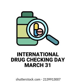 Vector Illustration, Pharmacy Examination Expert Identifying Pills. Testing, Verifying And Determining The Quality Of Medicinal Ingredients, Concept For International Drug Checking Day.