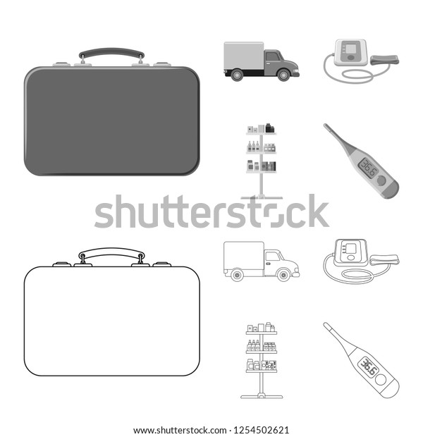 Vector illustration of\
pharmacy and hospital icon. Set of pharmacy and business stock\
symbol for web.