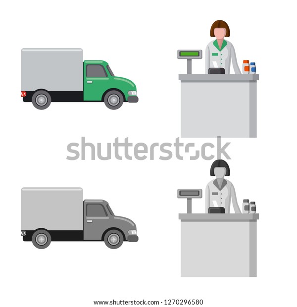 Vector illustration of\
pharmacy and hospital logo. Set of pharmacy and business vector\
icon for stock.