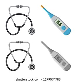 Vector illustration of pharmacy and hospital sign. Collection of pharmacy and business stock vector illustration.