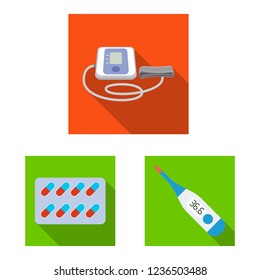 Vector illustration of pharmacy and hospital symbol. Collection of pharmacy and business stock vector illustration.