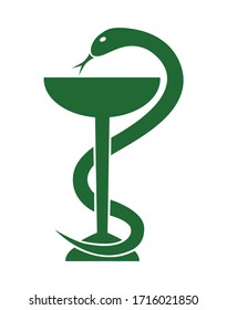 Vector illustration of a pharmacy logo with Aesculapian snake