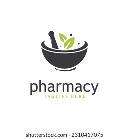 Icono del logotipo de la farmacia Vector Illustration. Diseño creativo del logotipo de la farmacia de hierbas.