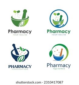 Icono del logotipo de la farmacia Vector Illustration. Diseño creativo del logotipo de la farmacia de hierbas.