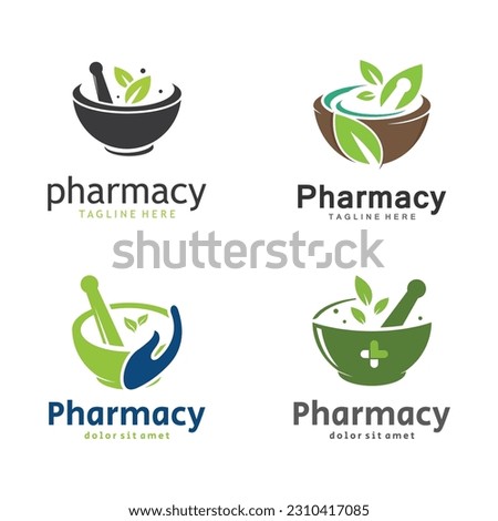 Vector Illustration Pharmacy Logo Icon. Herbal Pharmacy Logo Creative Design.