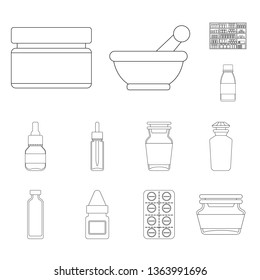 Vector illustration of pharmacy and pharmaceutical logo. Set of pharmacy and health vector icon for stock.
