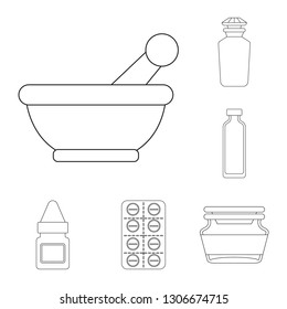 Vector illustration of pharmacy and pharmaceutical symbol. Set of pharmacy and health stock vector illustration.