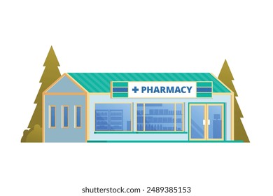 Vector illustration of pharmacy store building, drugs shop flat design style