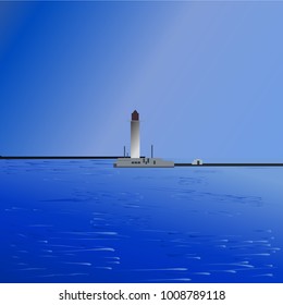 Vector Illustration pharos lighthouse seamark blue sky