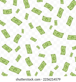 Vector illustration of Philippine peso currency. Flying green banknotes on a transparent background (PNG).