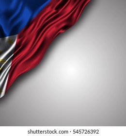 vector illustration of  Philippine waving silky flag isolated on gray background, can be used in many topic like national day, independence day