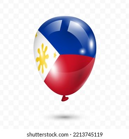 Vector illustration of Philippines country flag balloon on transparent background (PNG). Flying flag balloons for Independence Day celebrations.