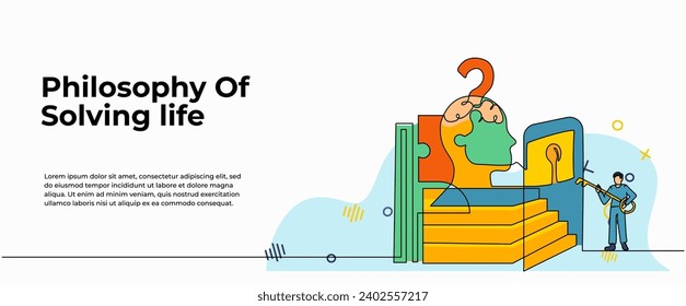 Vector illustration Philosophy Of Solving Life. Modern flat in continuous line style.