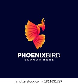 Vector illustration of phoenix bird icon on dark background for creative industry.