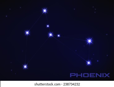 Vector illustration of Phoenix constellation in blue 