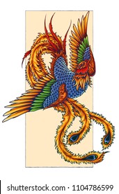 Vector illustration of phoenix firebird flame mythical creature