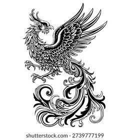 Vector illustration of a phoenix mythical bird