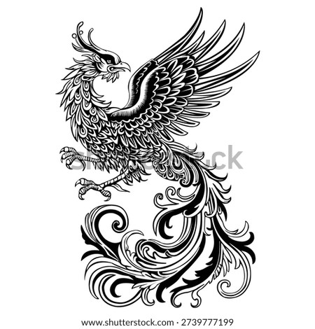 Vector illustration of a phoenix mythical bird
