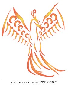 vector illustration of a Phoenix with outstretched wings