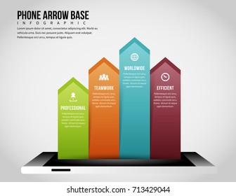 Vector illustration of phone arrow base infographic design element.