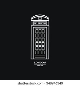 Vector Illustration of phone booth Icon Outline for Design, Website, Background, Banner. Travel Britain Landmark Silhouette Element Template for Tourism Flyer