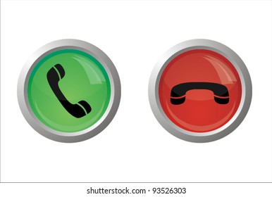 vector illustration of phone up and phone down glossy buttons (eps8 compatible)