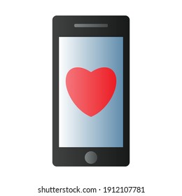 Vector illustration of a phone with heart in flat style