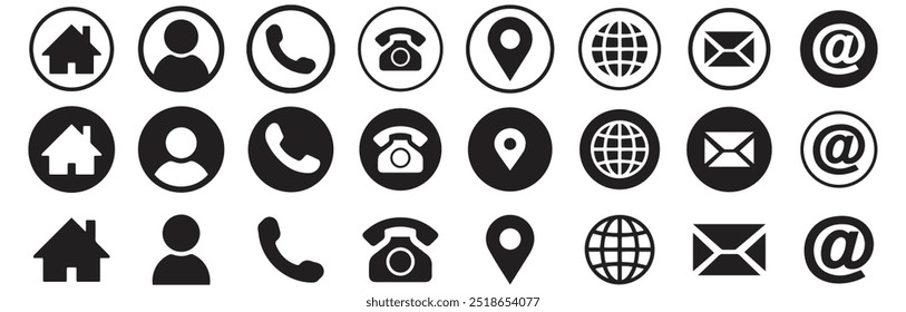 Vector illustration phone icon. Company connection business icon set. Phone, website, address, telephone, location, and mail. Eps 10 