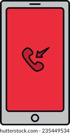 Vector illustration of phone icon hanging up a call. Reject call.
