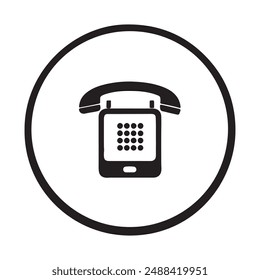 Vektorillustration eines Telefonsymbols auf weißem Hintergrund, mit einem sauberen und schlichten Stil gestaltet.