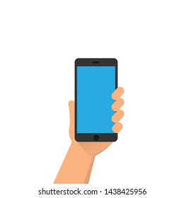 vector illustration of a phone in a man's hand. isolated on white background.10 eps.