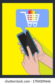 vector illustration of a phone in a man's hand; smart phone in hand icon vector illustration