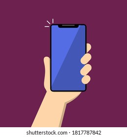ilustración vectorial de un teléfono en la mano de un hombre.
plantilla de teléfono. gráficos planos con sombras. aislado en segundo plano. 10 piezas.