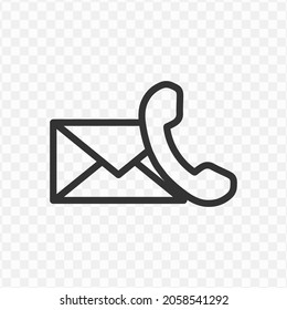 Vector illustration of phone message icon in dark color and transparent background(png).