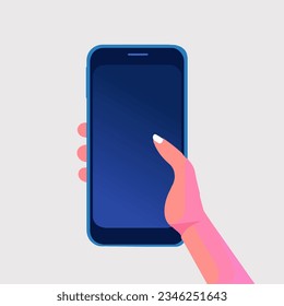 Ilustración vectorial de la broma telefónica en la mano. Pantalla en blanco