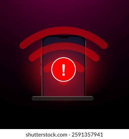 Vector illustration phone no internet connection with Wi-Fi icon.