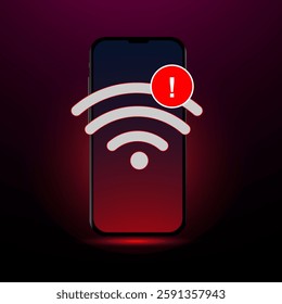 Vector illustration phone no internet connection with Wi-Fi icon.