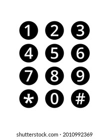 Vector illustration of phone numbers on white background, white numbers in black circles.