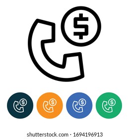 vector illustration phone payment icon or logo with 4 variations background, black color, line design style