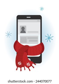 Vector illustration of a phone with scarf