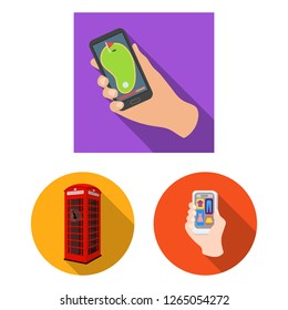 Vector illustration of phone and screen icon. Set of phone and cellphone stock vector illustration.