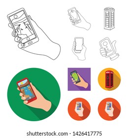 Vector illustration of phone and screen icon. Set of phone and cellphone stock symbol for web.