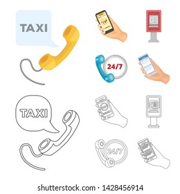 Vector illustration of phone and screen icon. Set of phone and cellphone vector icon for stock.