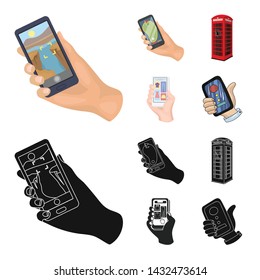 Vector illustration of phone and screen icon. Collection of phone and cellphone vector icon for stock.