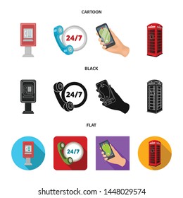 Vector illustration of phone and screen logo. Set of phone and cellphone stock vector illustration.