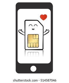 Vector illustration of a phone with a sim card