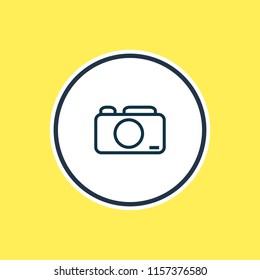Vector illustration of photo camera icon line. Beautiful party element also can be used as capture icon element.