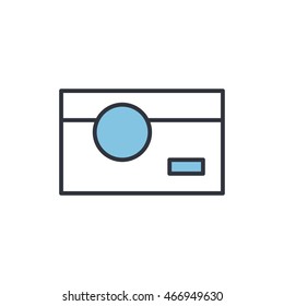 Vector Illustration Of Photo Camera Icon. Mono Color Image In Modern Thin Line Design. Eps10 Format Sign For Web Graphics. Isolated On White Background.