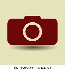 Vector Illustration of Photo Camera Icon in maroon